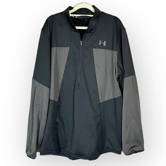 Under Armour Pullover Fleece Men's XXL Gray Colorblock  1/2 Zip Long Sleeve - Picture 1 of 4